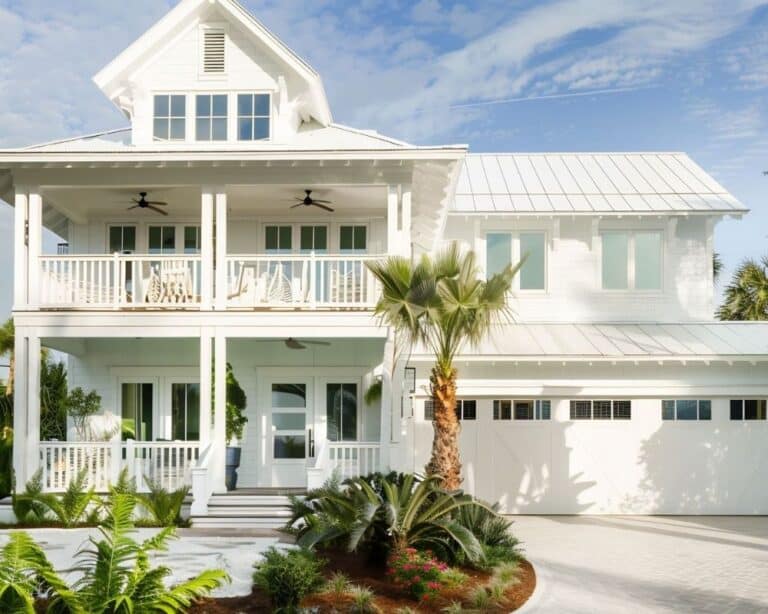 white house with palm tree